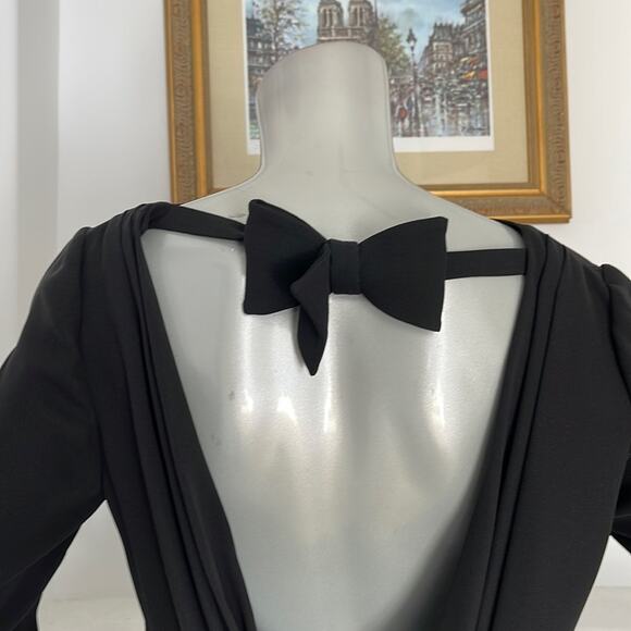 Valentino Black Long Sleeves Blouse Top  Size 10 Cowl And Bow back  Size 10 NWT - Picture 7 of 15